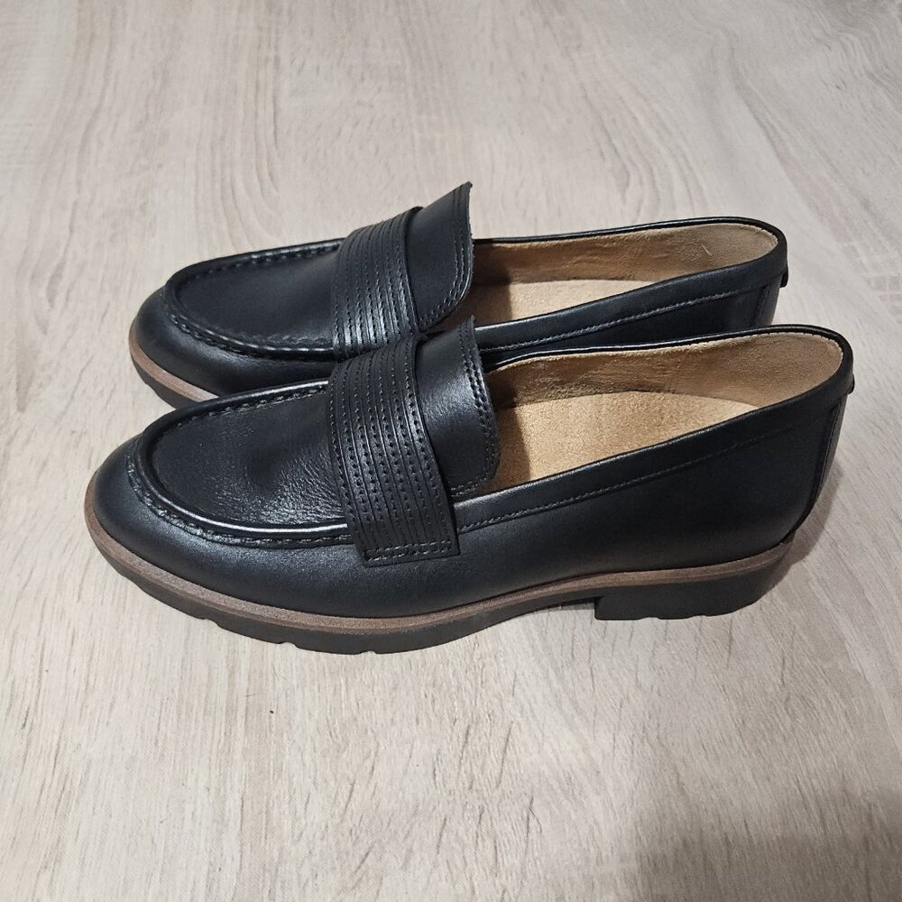 Vionic Corinne Black Leather Loafer US 6 Womens Lug Heel
